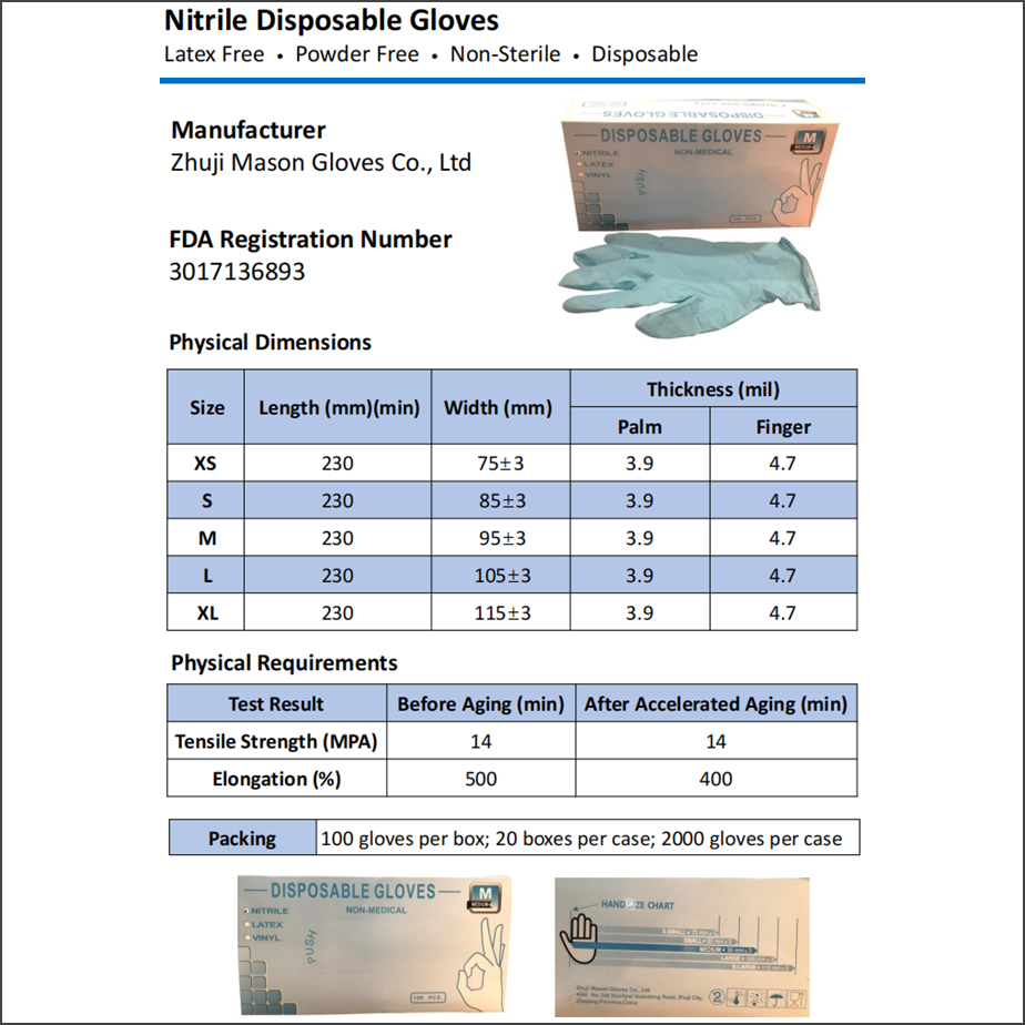 Glove Specifications